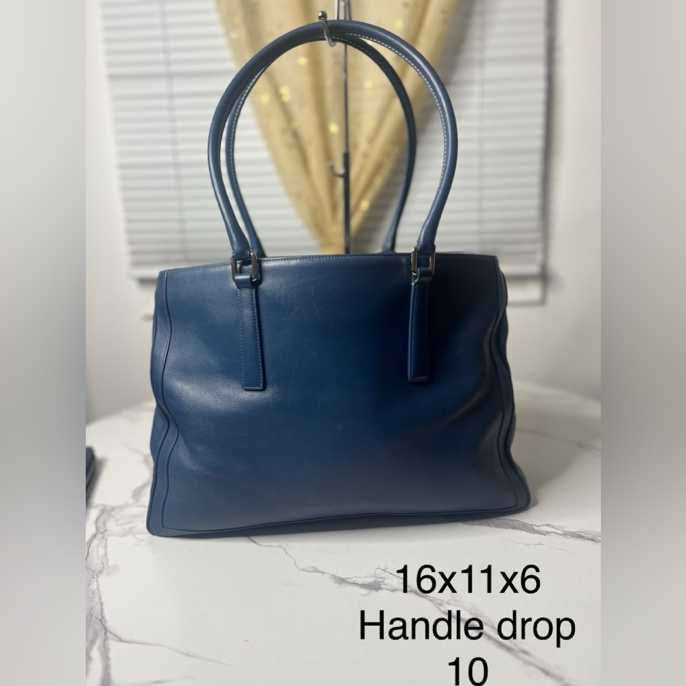 Coach Blue Leather Tote Bag